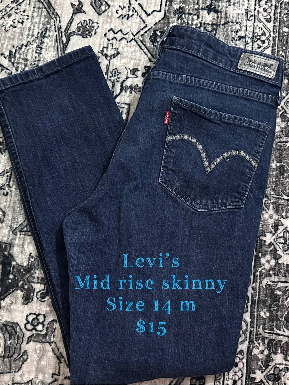 Levi's Dark Indigo Skinny Jeans with Embroidered Back Pocket